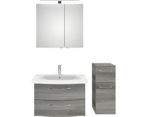 Badezimmerset mit Spiegelschrank, Waschbeckenunterschrank und Seitenschrank