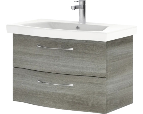 Waschtischunterschrank mit zwei Schubladen, Aufsatzwaschbecken und Armatur