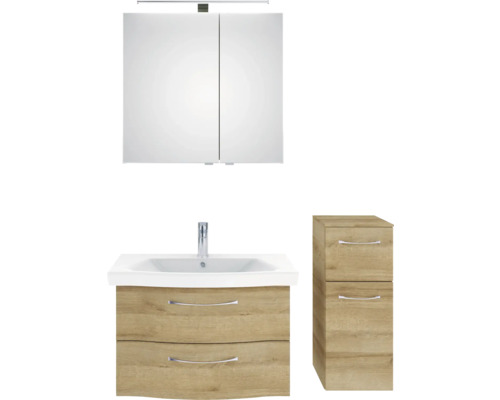 Ensemble de meubles de salle de bains avec armoire de toilette, meuble sous-lavabo et armoire latérale