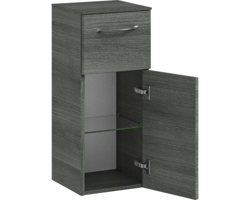 Armoire haute avec tiroir, porte et étagère en verre pour la salle de bains