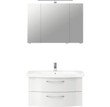Meuble sous-lavabo avec deux tiroirs et armoire de toilette avec éclairage