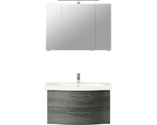 Badezimmer-Set mit Waschtischunterschrank, Waschbecken und Spiegelschrank