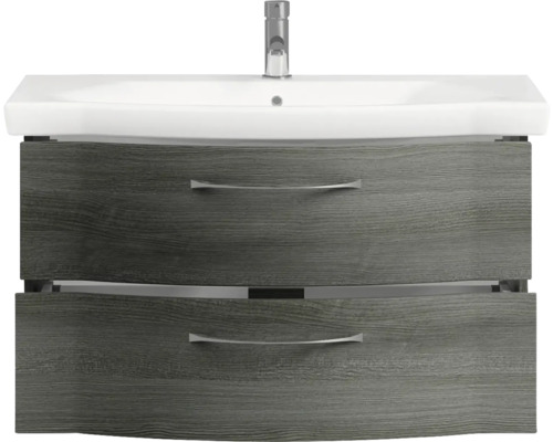 Waschbeckenunterschrank mit zwei Schubladen und Aufsatzwaschbecken