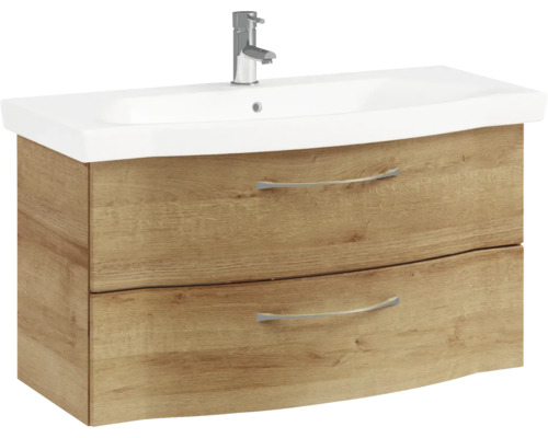 Waschtischunterschrank mit Waschbecken und zwei Schubladen