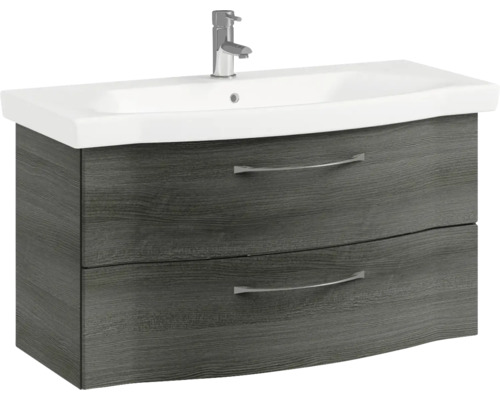Meuble sous-vasque avec deux tiroirs, lavabo et robinet