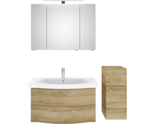 Ensemble de meubles de salle de bains avec armoire de toilette, meuble sous-lavabo et armoire latérale