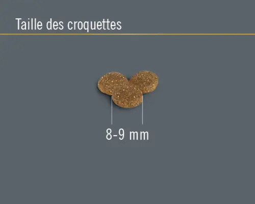 Taille des croquettes : 8 à 9 millimètres