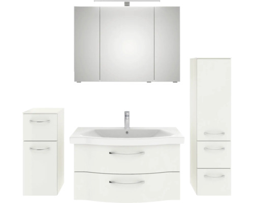 Ensemble de meubles de salle de bains avec armoire de toilette, meuble sous-lavabo et armoire latérale