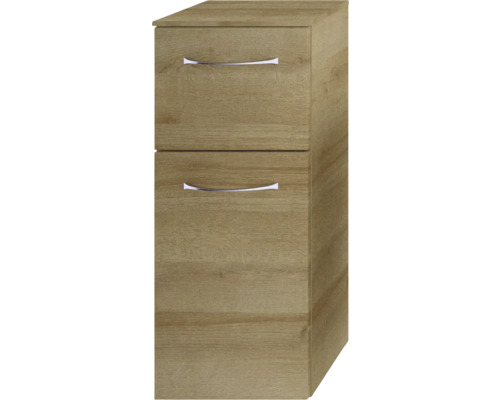 Holzfarbener Unterschrank mit zwei Schubladen