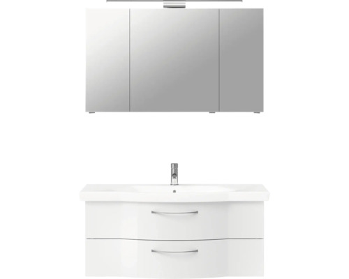 Meuble sous-lavabo avec deux tiroirs et armoire de toilette avec éclairage