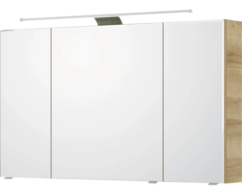Armoire de toilette avec éclairage et trois portes pour la salle de bain