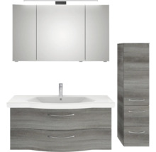 Badezimmerensemble mit Waschtischunterschrank, Spiegelschrank und Hochschrank