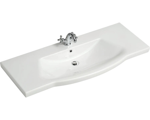 Vasque en céramique avec robinetterie pour salle de bains
