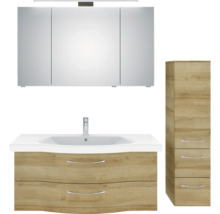 Badezimmermöbel-Set mit Waschtischunterschrank, Waschbecken, Spiegelschrank und Hochschrank