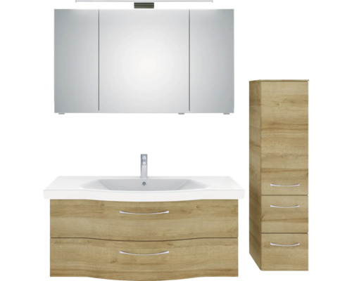 Ensemble de meubles de salle de bains avec meuble sous-vasque, lavabo, armoire de toilette et armoire haute