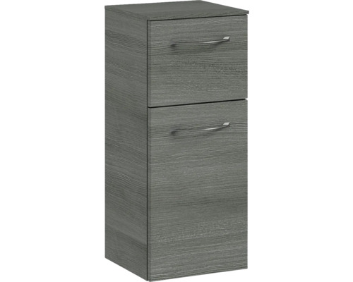 Meuble sous-lavabo gris avec deux tiroirs