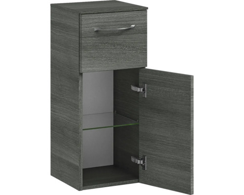 Armoire haute avec tiroir, porte et étagère en verre