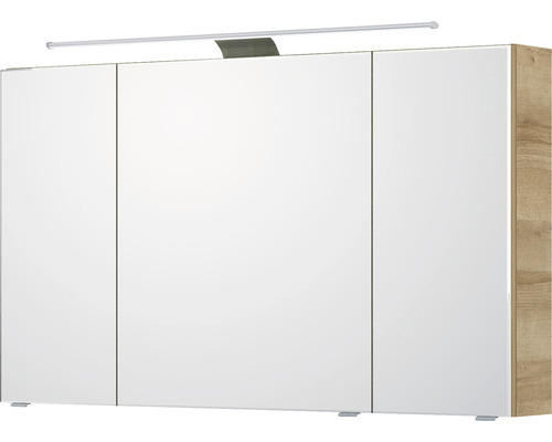 Armoire de toilette avec éclairage et trois portes pour la salle de bains