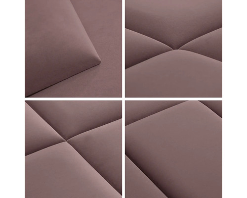 Gros plan de quatre panneaux muraux rembourrés avec motif matelassé