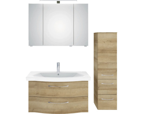 Badezimmer-Set mit Spiegelschrank, Waschtischunterschrank und Hochschrank