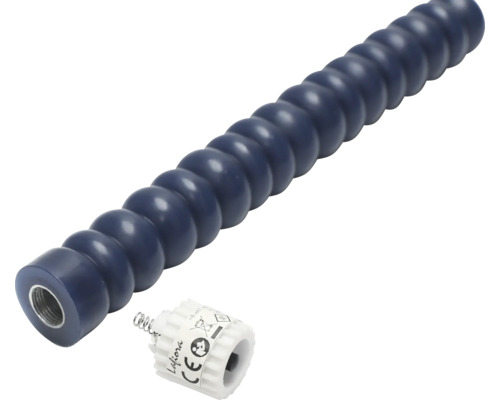 Tuyau flexible bleu avec filetage et un compartiment de batterie