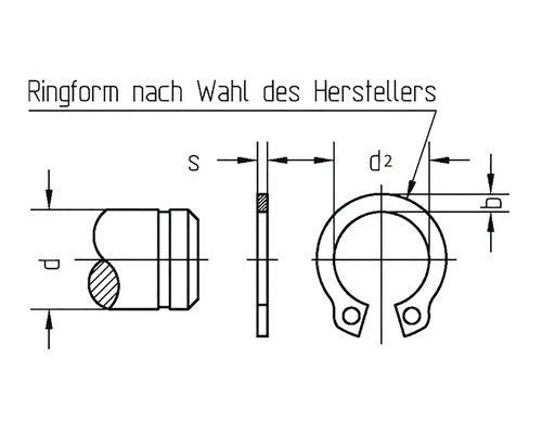 Technische Zeichnung eines Sprengrings mit Bemaßung