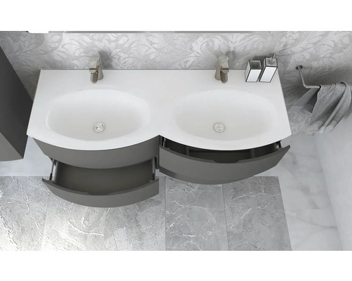 Doppelwaschtisch mit Unterschrank und zwei Waschbecken