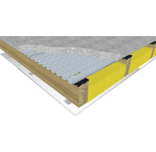 Illustration d''une structure de toit avec tôle trapézoïdale, isolation et construction en bois