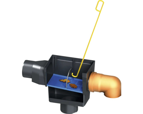 Avaloir avec panier à feuilles et outil de nettoyage