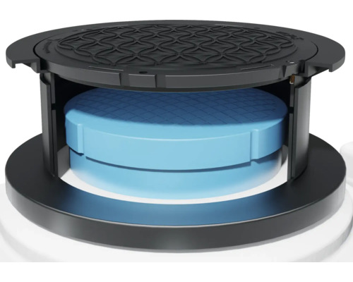 Puits de visite avec couvercle ouvert