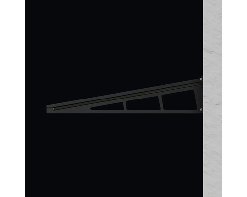 Schwarzes Vordach an einer Wand