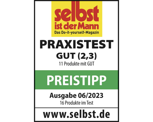 Selbst ist der Mann Logo, Praxistest Gut 2,3, Preistipp, Ausgabe 06/2023