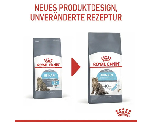 Zwei Packungen Royal Canin Urinary Care Katzenfutter mit neuem Produktdesign