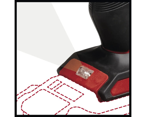 Detailaufnahme eines Akku-Tackers mit LED-Beleuchtung