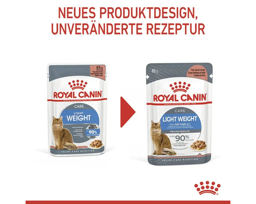 Royal Canin Light Weight Katzenfutter im 85-Gramm-Beutel mit neuem Produktdesign