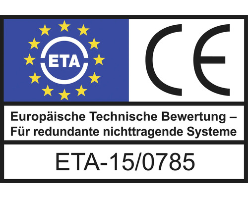 Europäische Technische Bewertung ETA-15/0785 für redundante, nichttragende Systeme mit CE-Kennzeichnung