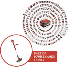 Gamme Power X-Change avec coupe-bordures à batterie et divers outils électriques