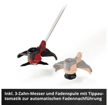 Freischneider inklusive Drei-Zahn-Messer und Fadenspule mit Tippautomatik zur automatischen Fadennachführung
