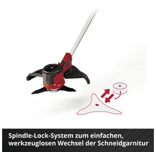 Einhell Akku-Rasentrimmer mit Spindel-Lock-System für einfachen Werkzeuglosen Wechsel der Schneidegarnitur