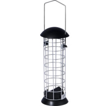 Distributeur de nourriture pour oiseaux en métal avec dispositif de suspension