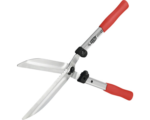 Taille-haie avec lames en acier et poignées rouges