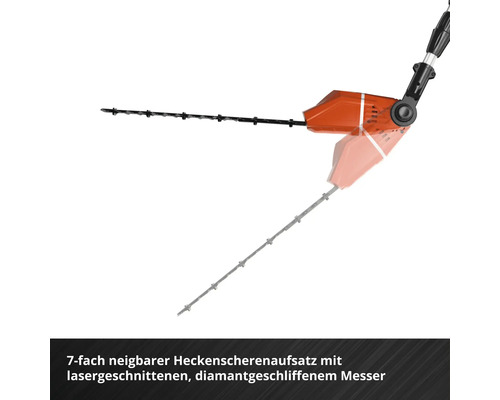 Heckenscherenaufsatz mit siebenfach verstellbarem Laserschnittmesser