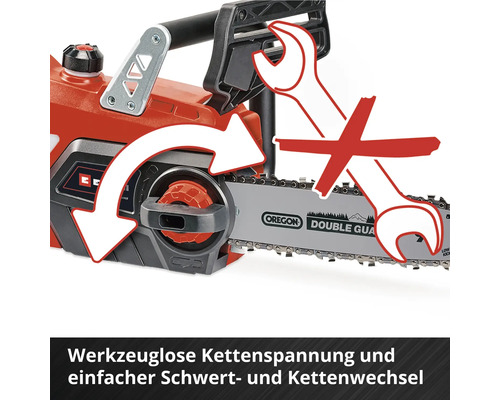 Kettensäge mit werkzeugloser Kettenspannung und einfachem Schwert- und Kettenwechsel