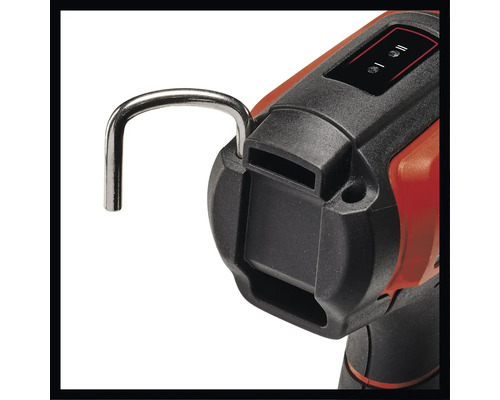 Vue détaillée d'une lampe à batterie avec crochet