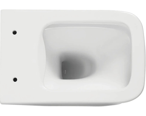 Weisse Hänge-Toilette in Aufsicht