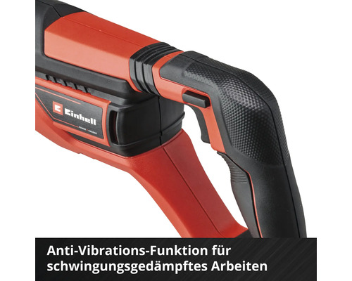 Detailaufnahme des Handgriffs einer Abbruchmaschine mit Antivibrationsfunktion für schwingungsgedämpftes Arbeiten