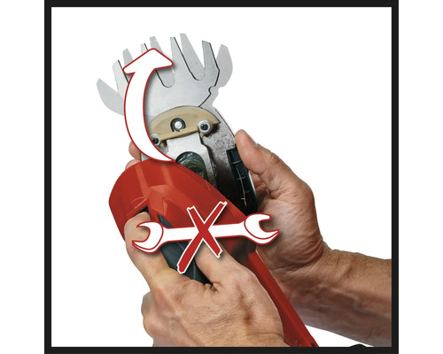 Symbol für werkzeuglose Messerwechselrichtung der Grasschere