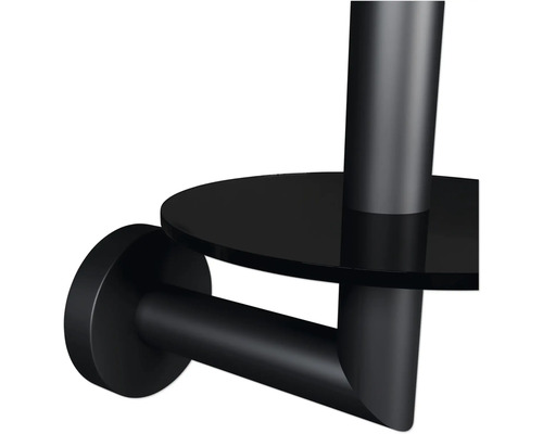 Distributeur de papier toilette noir avec étagère pour montage mural