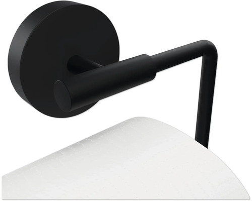 Porte-papier toilette noir avec rouleau de papier pour montage mural
