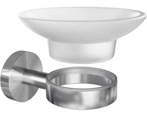 Porte-savon mural avec support en acier inoxydable et verre